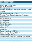 Belkin SRA008p6tt 6-Outlet Surge Protector Power Strip, Wall-Mountable