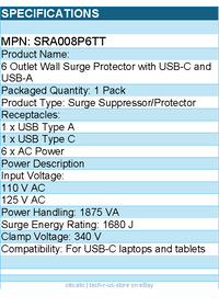 Belkin SRA008p6tt 6-Outlet Surge Protector Power Strip, Wall-Mountable