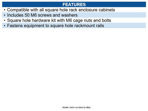 Eaton SRCAGENUTS SmartRack Square Hole Hardware Kit w/ 50 M6 screws and washers