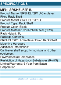 Eaton Tripp Lite Series SRSHELF2P1U SmartRack 1U Cantilever Fixed Shelf