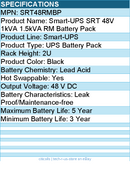 APC SRT48RMBP Smart-UPS SRT 48V 1kVA 1.5kVA RM Battery Pack - 48 V DC