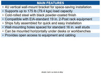 Eaton SRWALLBRKT4U SmartRack Vertical Wall Mount Rack Bracket, 175lb (79.4 kg)