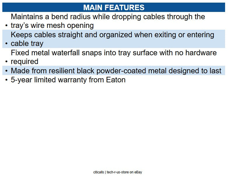 Eaton SRWBDROP Cable Exit Clip/Dropout Waterfall for Wire Mesh Cable Trays