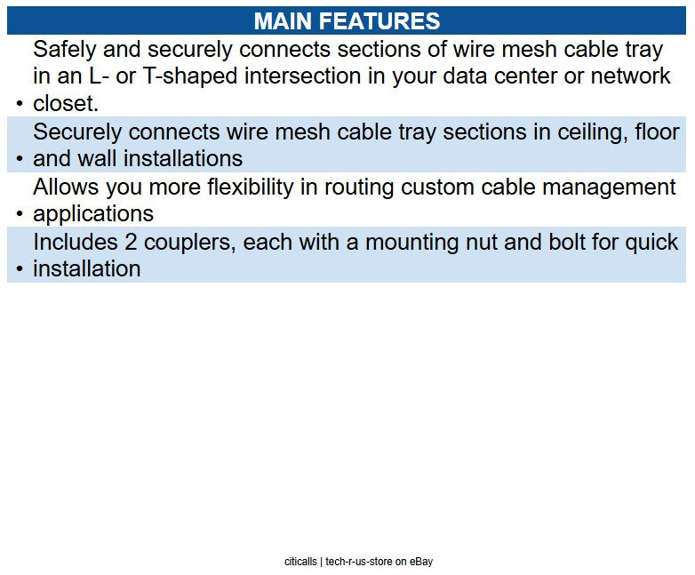 Eaton SRWBLCPLR Coupler Kit for Wire Mesh Cable Trays