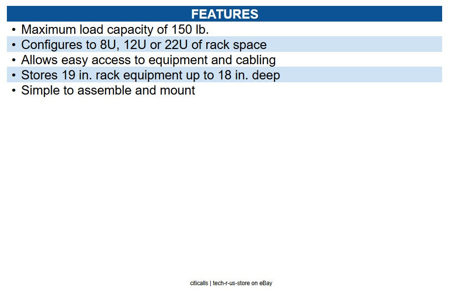 Eaton SRWO8U22 Wall Mount 2-Post Open Frame Rack - Wall Mountable - Black, Steel