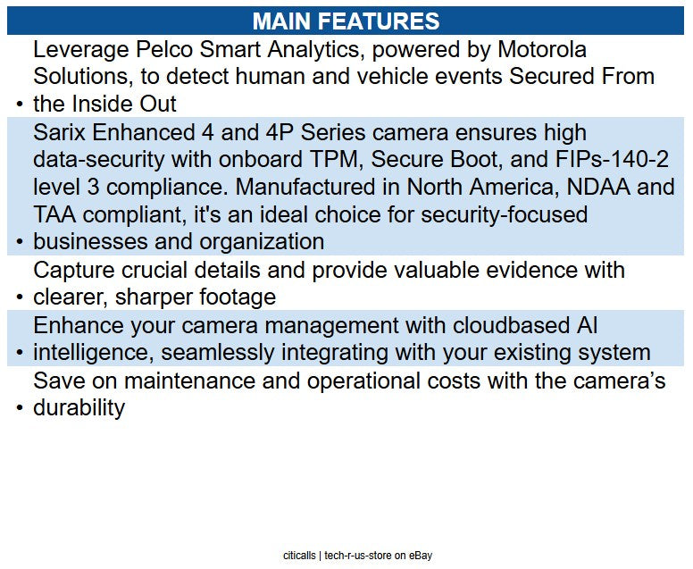 Pelco SRXE4-4V29-EMD-IR1 4MP Outdoor IR Dome IP Security Camera with 10.9-29mm