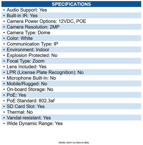 Pelco SRXP4-2V10-IMD-IR Sarix Professional 2MP IR Indoor IP Dome Camera