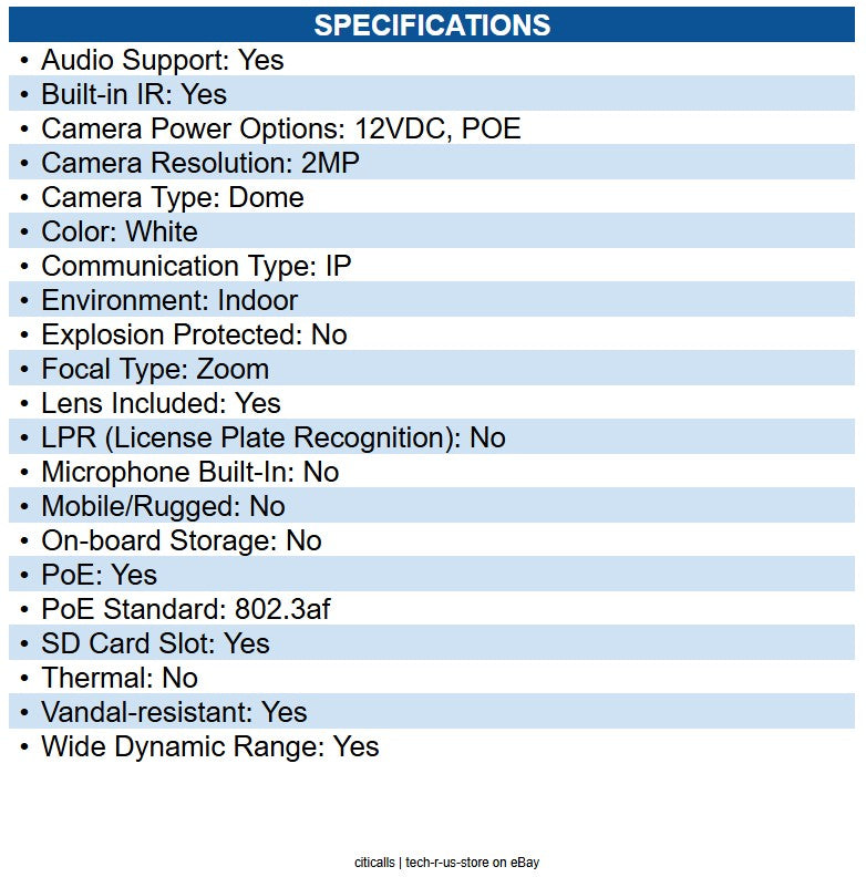 Pelco SRXP4-2V10-IMD-IR Sarix Professional 2MP IR Indoor IP Dome Camera
