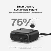 Belkin SRZ001TT5 3-Outlet Charging Station with 2 USB-A and 2 USB-C Ports 70W
