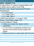 Belkin SRZ001TT5 3-Outlet Charging Station with 2 USB-A and 2 USB-C Ports 70W