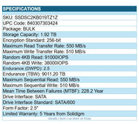 Solidigm SSDSC2KB019TZ1Z D3-S4520 1.92TB 2.5" SSD SATA/600 256-Bit Solid State D