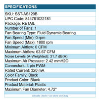 Silverstone SST-AS120B Air Slimmer 120 Cooling 4.72" Fan 4-pin PWM 63 CFM Black