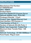 StarTech ST1000SPEXD4 Dual Port Gigabit PCIE Server Network Adapter Card NIC