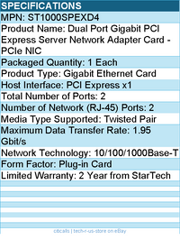 StarTech ST1000SPEXD4 Dual Port Gigabit PCI Express Server Network Adapter Card