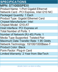 StarTech ST1000SPEXI 1-Port Gigabit Ethernet Network Card - PCI Express