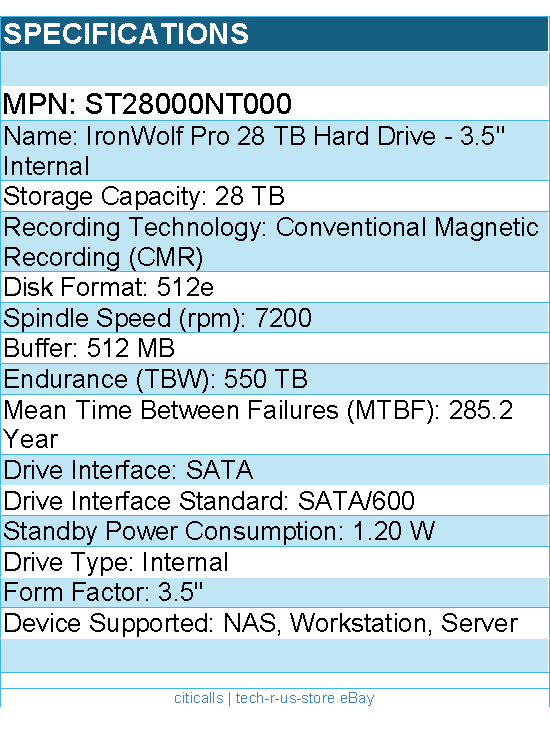 Seagate ST28000NT000 IronWolf Pro 28 TB Hard Drive - 3.5" Internal