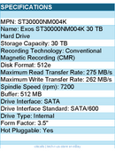 Seagate ST30000NM004K  Exos 30 TB Hard Drive - SATA/600 - 3.5" Internal