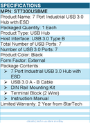 StarTech ST7300USBME 7 Port Industrial USB 3.0 Hub with ESD - 5Gbps