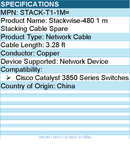 Cisco STACK-T1-1M= Stackwise-480 1 m Stacking Cable Spare