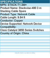 Cisco STACK-T1-3M= Stackwise-480 3 m Stacking Cable Spare - Network Cable