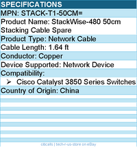 Cisco STACK-T1-50CM= StackWise-480 50cm Stacking Cable Spare - 1.64 ft