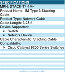 Cisco STACK-T4-1M= 1M Type 3 Stacking Cable - 3.28 ft Network Cable for Switch