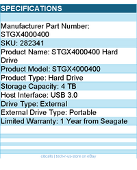 Seagate STGX4000400 4 TB Portable Hard Drive - External - USB 3.0