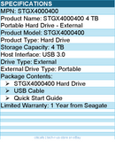 Seagate STGX4000400 4 TB Portable Hard Drive - External