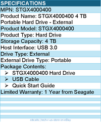 Seagate STGX4000400 4 TB Portable Hard Drive - External