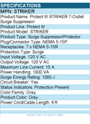 Eaton Tripp Lite Series STRIKER Protect It! 7-Outlet Surge Protector, 6 ft