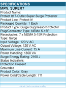 Eaton Tripp Lite series SUPER7 7-Outlet Surge Protector, 7 ft. Cord