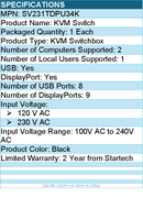 StarTech SV231TDPU34K Monitor DisplayPort KVM Switch - 4K 60Hz UHD HDR