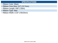 Sato SW05-B-110130 Wax Resin Ribbon Out 4.33" x 426ft. .5" id - 24 Rolls/Case