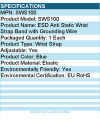 StarTech SWS100 ESD Anti Static Wrist Strap Band with Grounding Wire