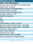 Kingston SXS1000/2000G XS1000 2 TB Portable Solid State Drive - External