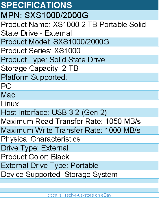 Kingston SXS1000/2000G XS1000 2 TB Portable Solid State Drive - External