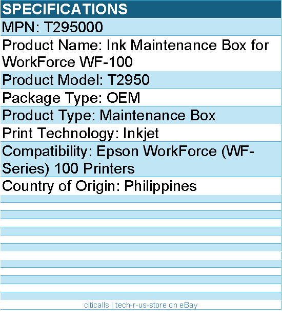 Epson T295000 Ink Maintenance Box for WorkForce WF-100 - Inkjet