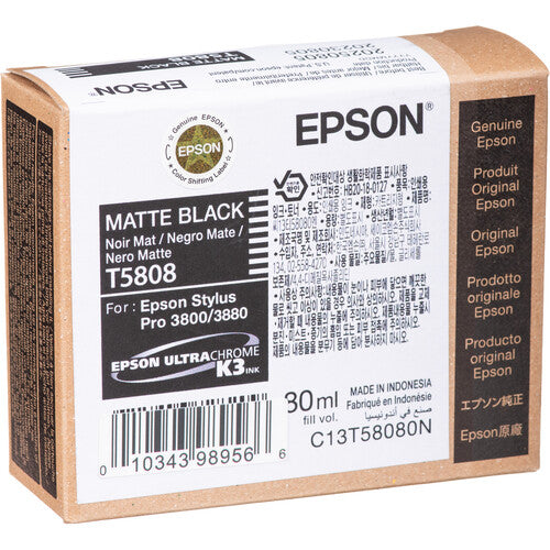 Epson T58080N UltraChrome K3 T580 Original Inkjet Ink Cartridge - Matte Black