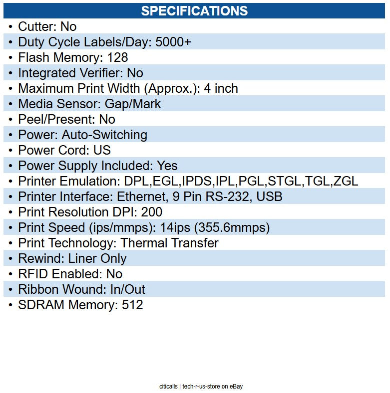 TSC T6E2X4-1100-00 Printronix T6204e 4" Industrial Desktop Thermal Transfer