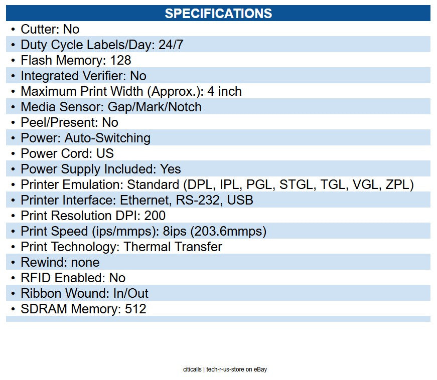 TSC T82X4-1110-0 Thermal Transfer Printer T8204, Ethernet, Wi-Fi US Industrial