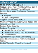 Logitech TAPMSTBASELNV4 Tap + Lenovo ThinkSmart Core Gen 2 BASE Kit for Rooms