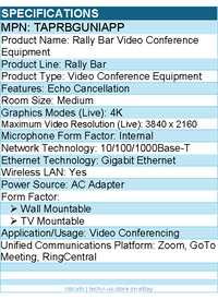 Logitech TAPRBGUNIAPP Rally Bar (Graphite) & Tap - For Video Conferencing