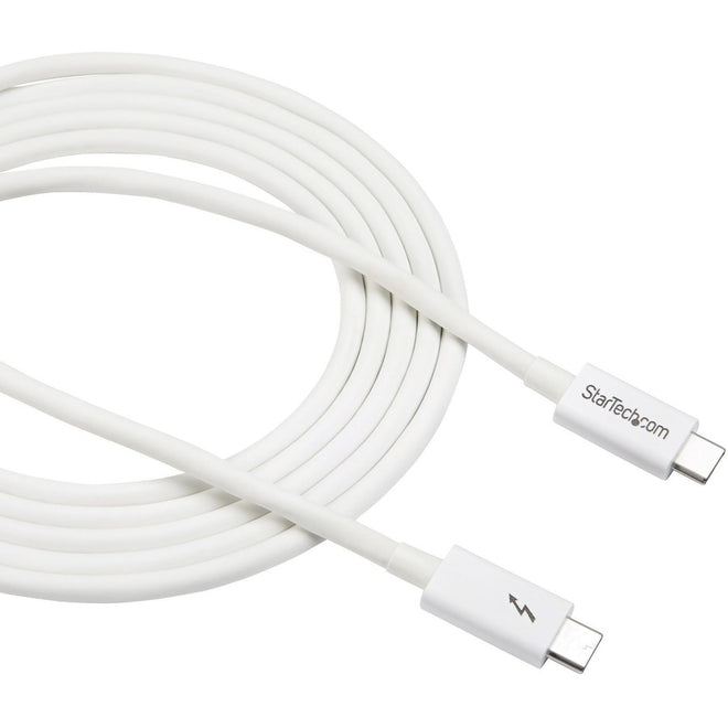 StarTech TBLT3MM2MW 6.6ft (2m) Thunderbolt 3 Cable, 20Gbps, 100W PD