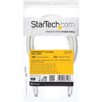 StarTech TBLT3MM2MW 6.6ft (2m) Thunderbolt 3 Cable, 20Gbps, 100W PD