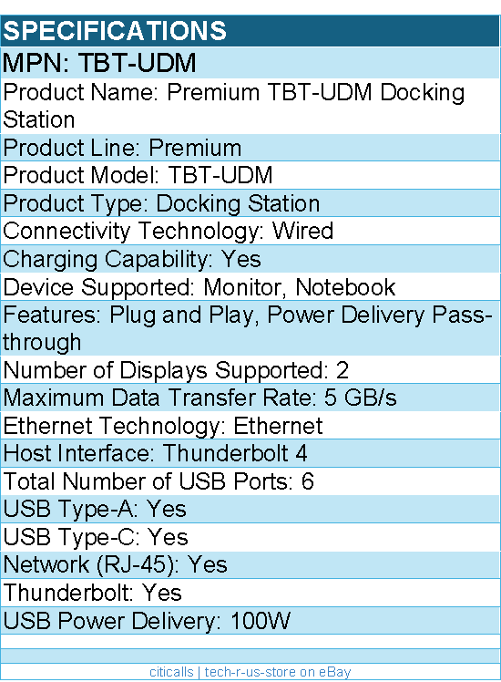 Plugable TBT-UDM Premium Thunderbolt 4 - Laptop  Docking Station - Space Gray