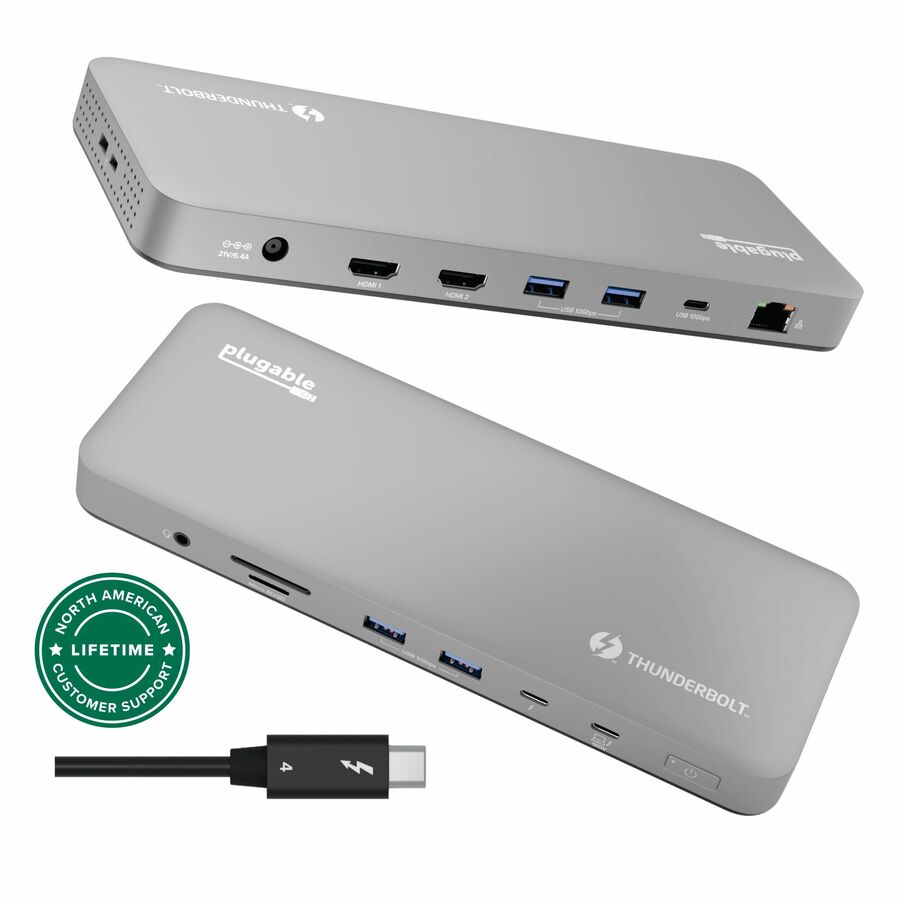 Plugable TBT-UDM Premium Thunderbolt 4 - Laptop  Docking Station - Space Gray