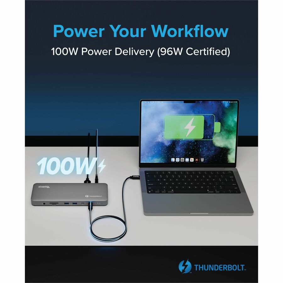 Plugable TBT-UDM Premium Thunderbolt 4 - Laptop  Docking Station - Space Gray