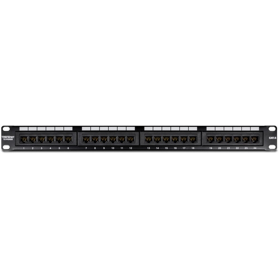 TRENDnet TC-P24C6 24-Port Cat6 Unshielded Patch Panel - Black