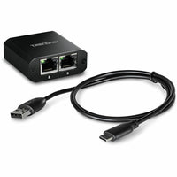 TRENDnet TEG-102S 2-Port Gigabit Splitter with USB Type C Power
