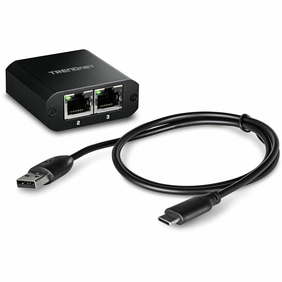 TRENDnet TEG-102S 2-Port Gigabit Splitter with USB Type C Power
